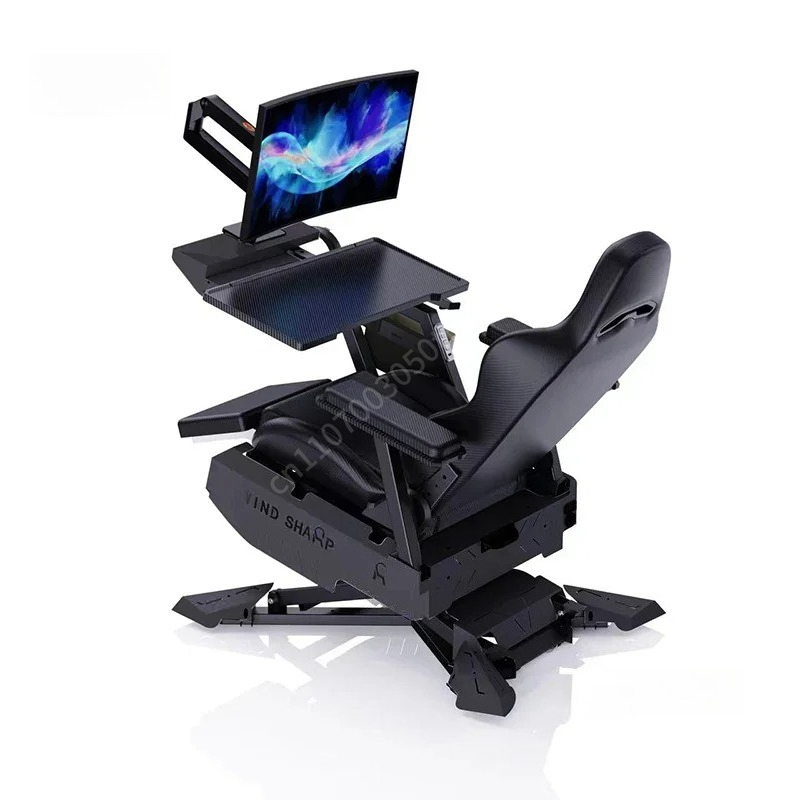 Standing Desk - Reclining Gaming Station Cockpit, Integrated Ergonomic