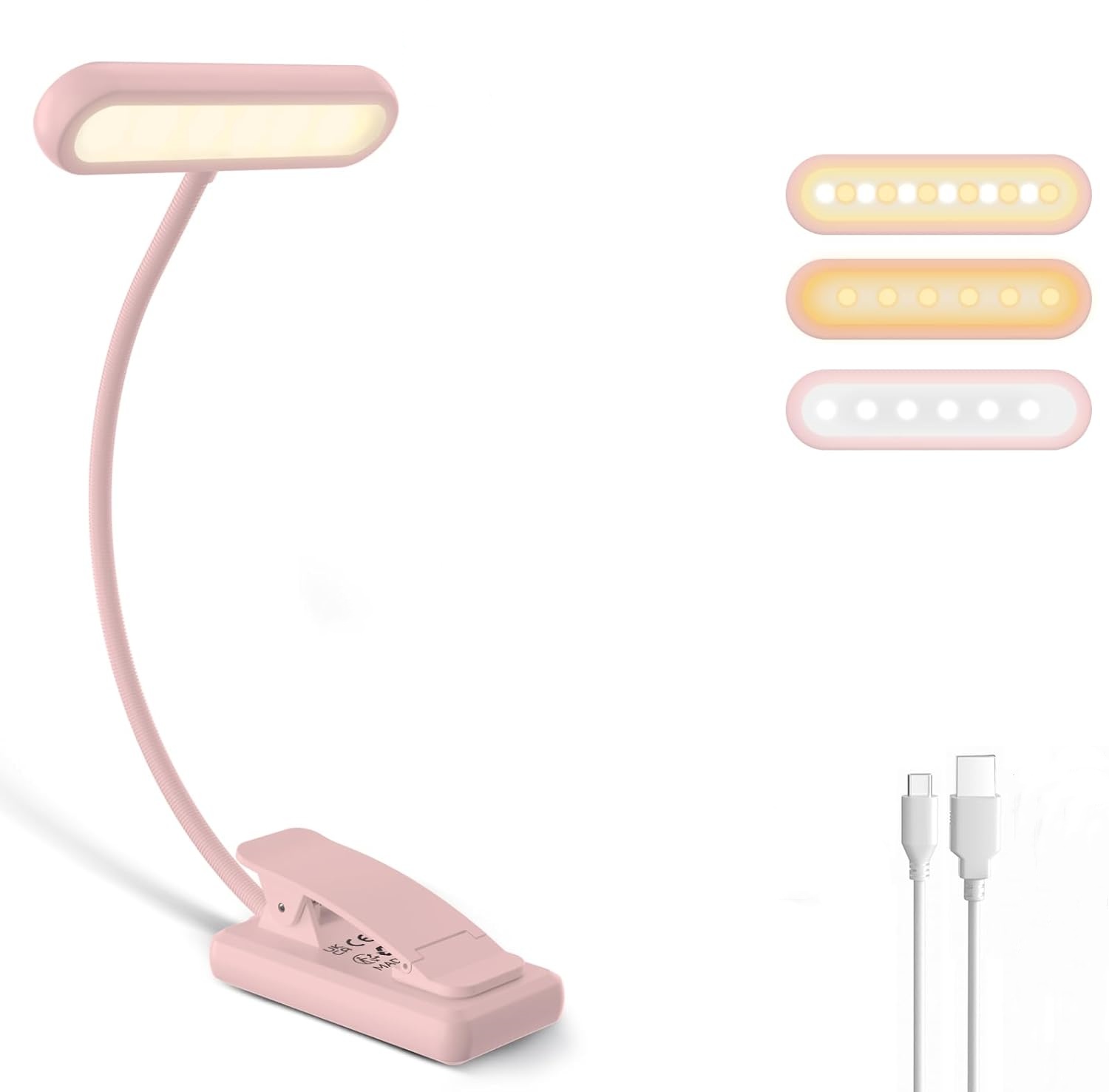 Desk Lamp - Reading Lamp Book Clamp Black/White/Pink USB