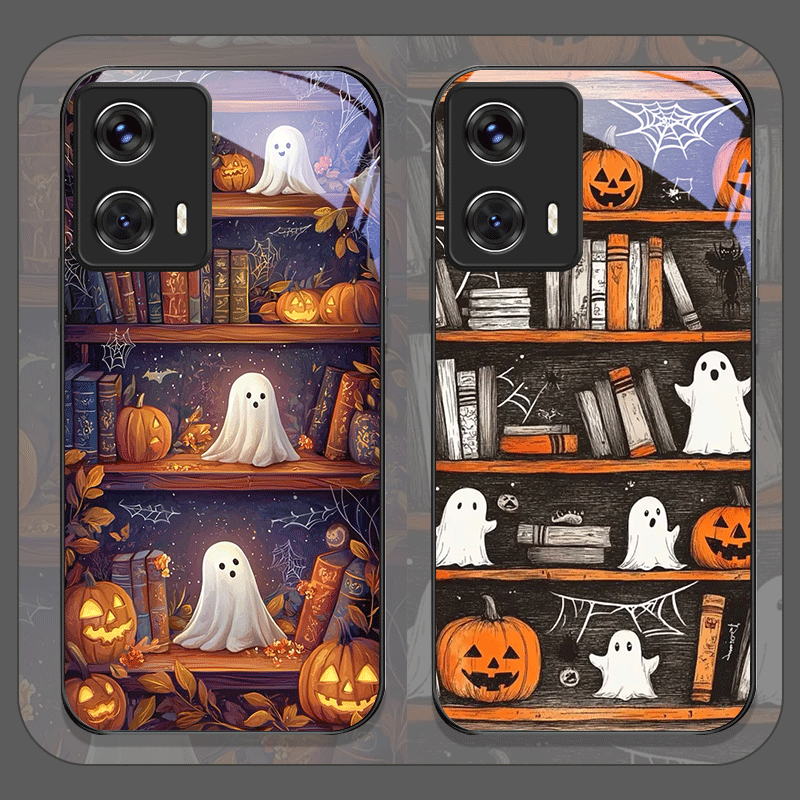 Bookshelf - Halloween Pumpkin Ghost Bookshelf Tempered Glass