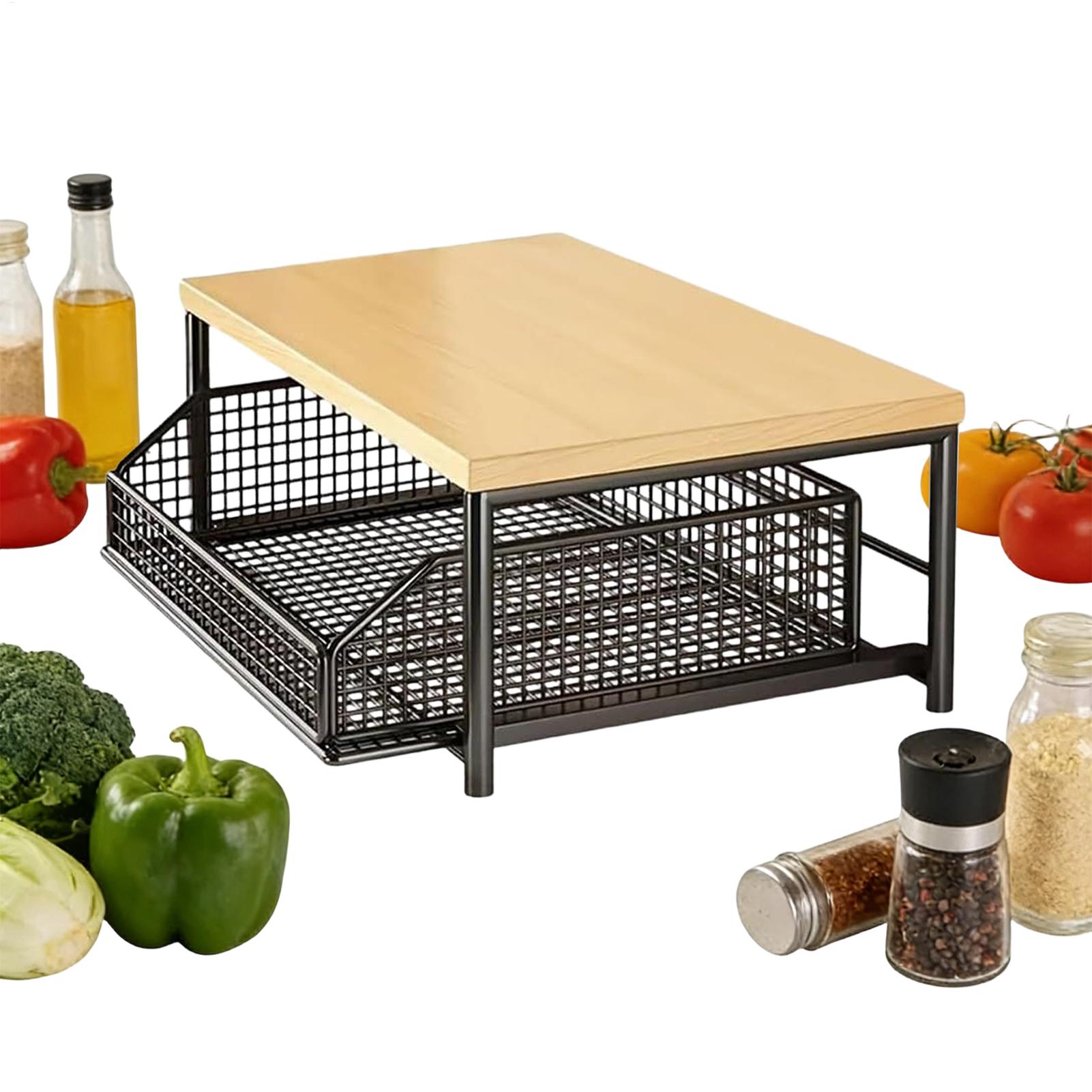 Printer Stand - Space-Saving 2-Tier Pull-Out Rack Printer/Microwave Stand