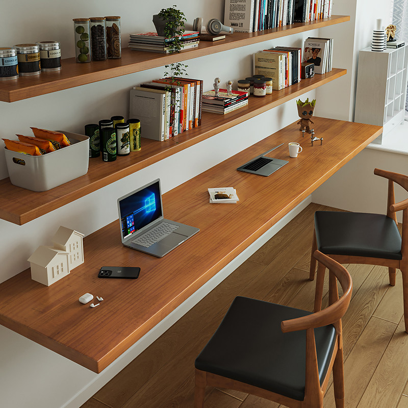 Bookshelf - Nordic Solid Wood Desk with Bookshelf