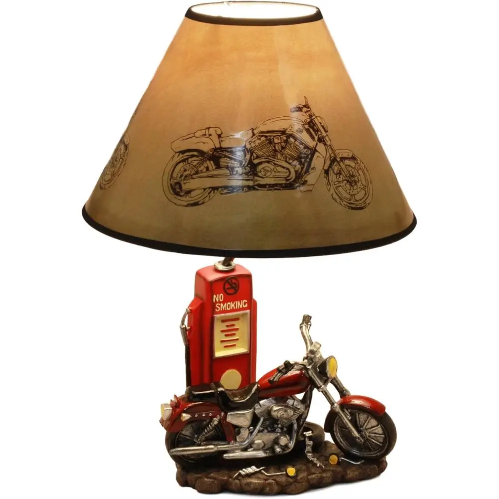 Desk Lamp - Vintage Retro Red Motorcycle Gas Pump