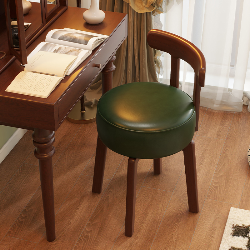 Office Chair Cushion - Solid wood rotating dressing chair, leather