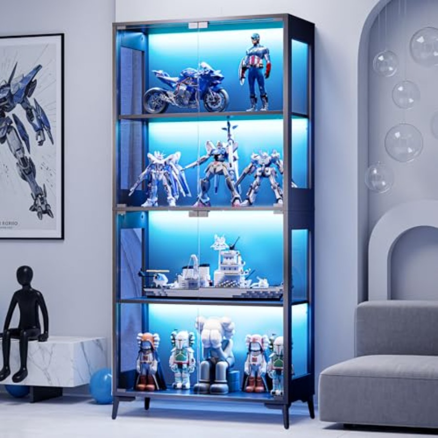 Bookshelf - Glass display cabinet with doors for