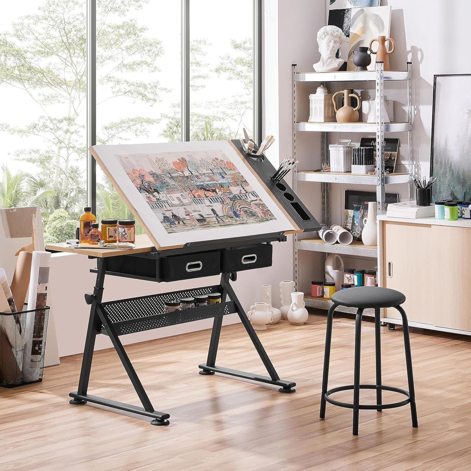 Adjustable Drafting Table Art  - Office Stool review and price