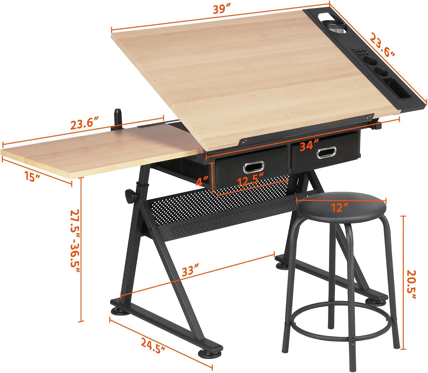 Adjustable Drafting Table Art  - Office Stool review and price