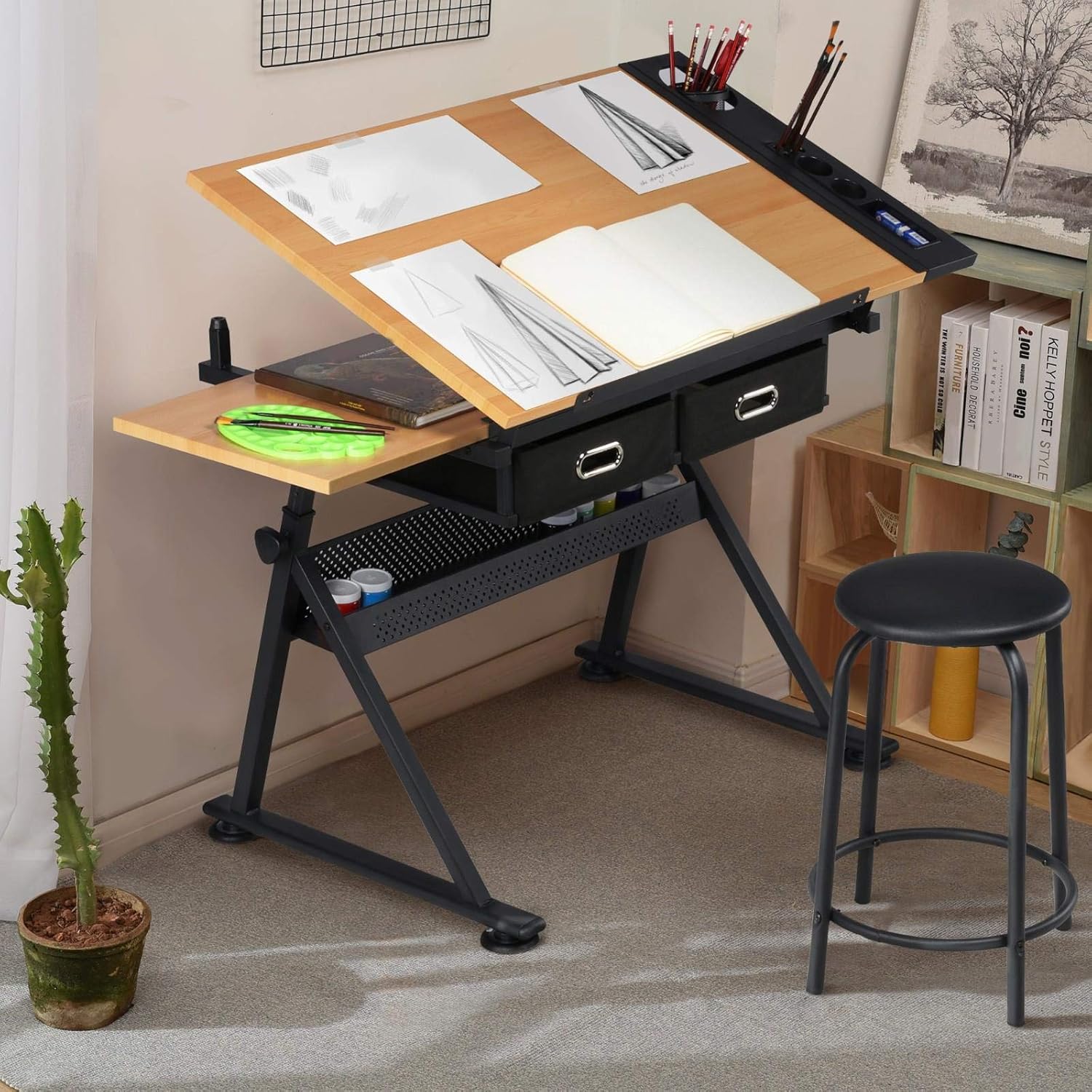 Adjustable Drafting Table Art  - Office Stool review and price