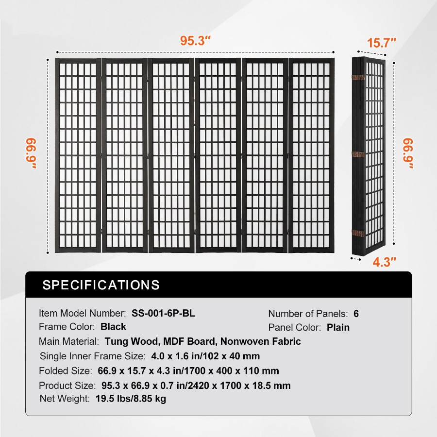 6 Panel Japanese Room Divider  - Partition Screen Divider review and price