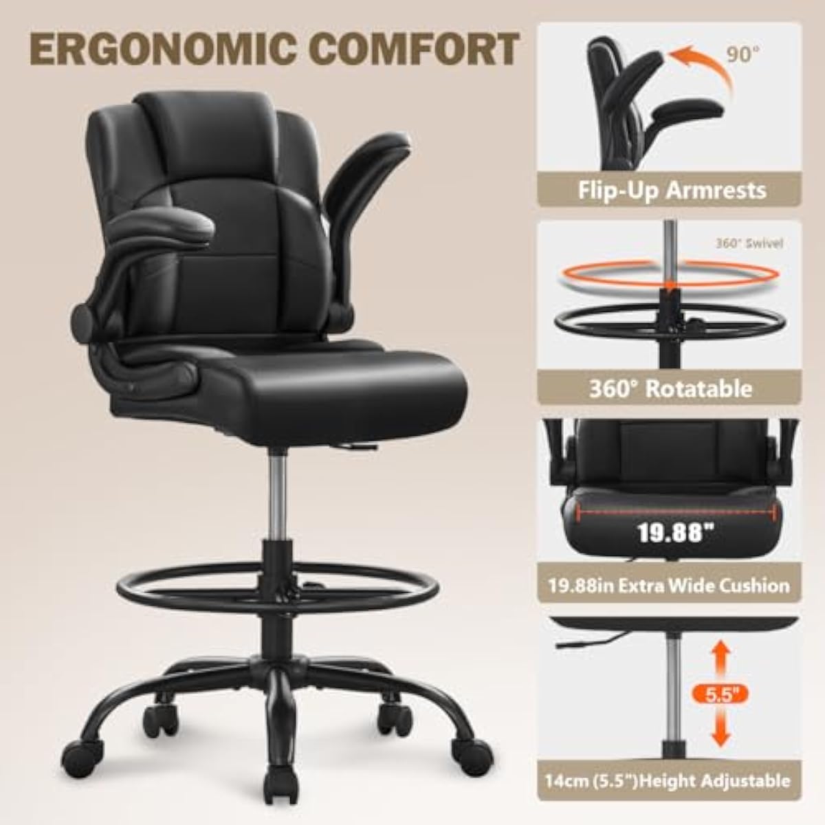 Ergonomic Tall Stool for Stand - Standing Desk review and price