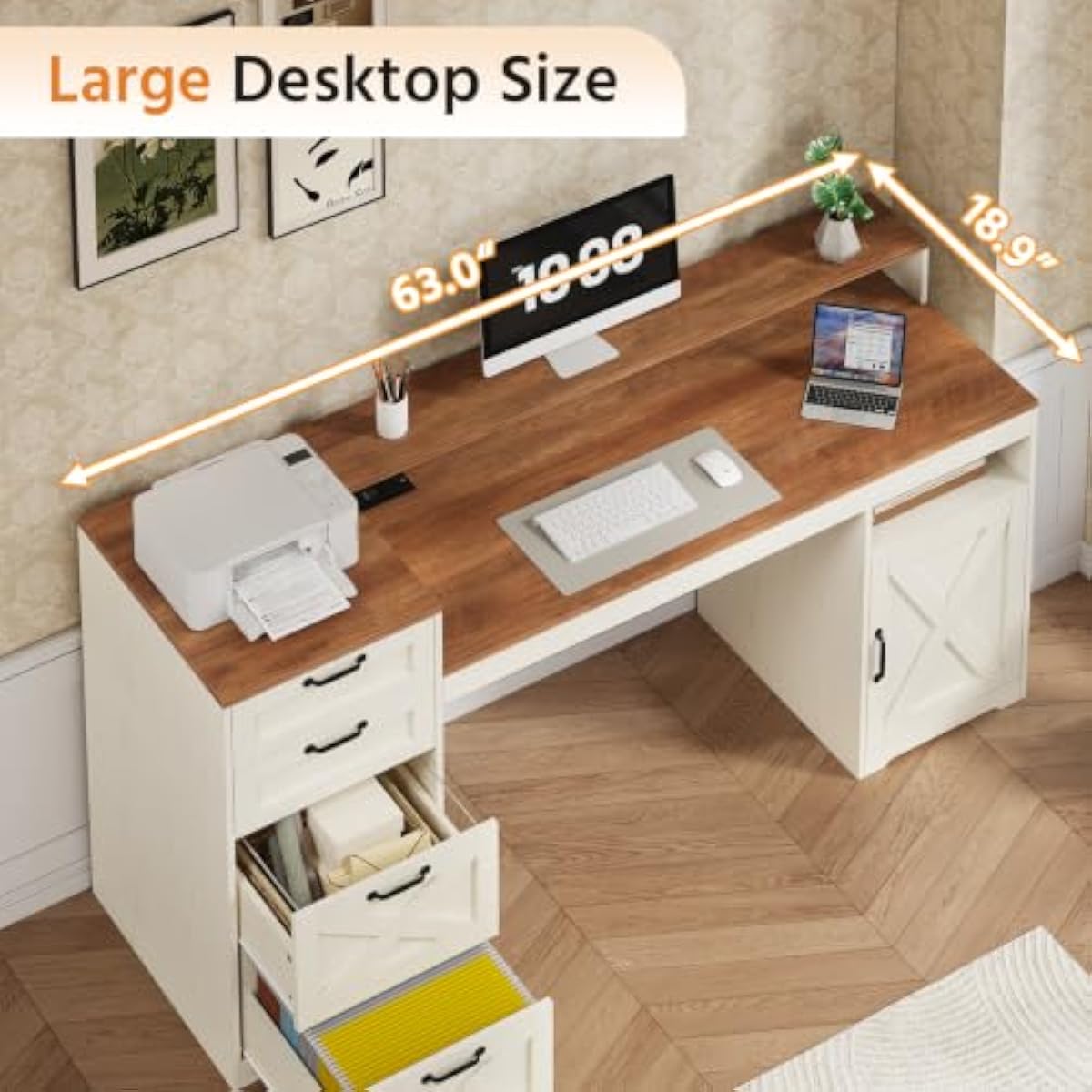 63 inch rustic white engineere - Printer Stand review and price