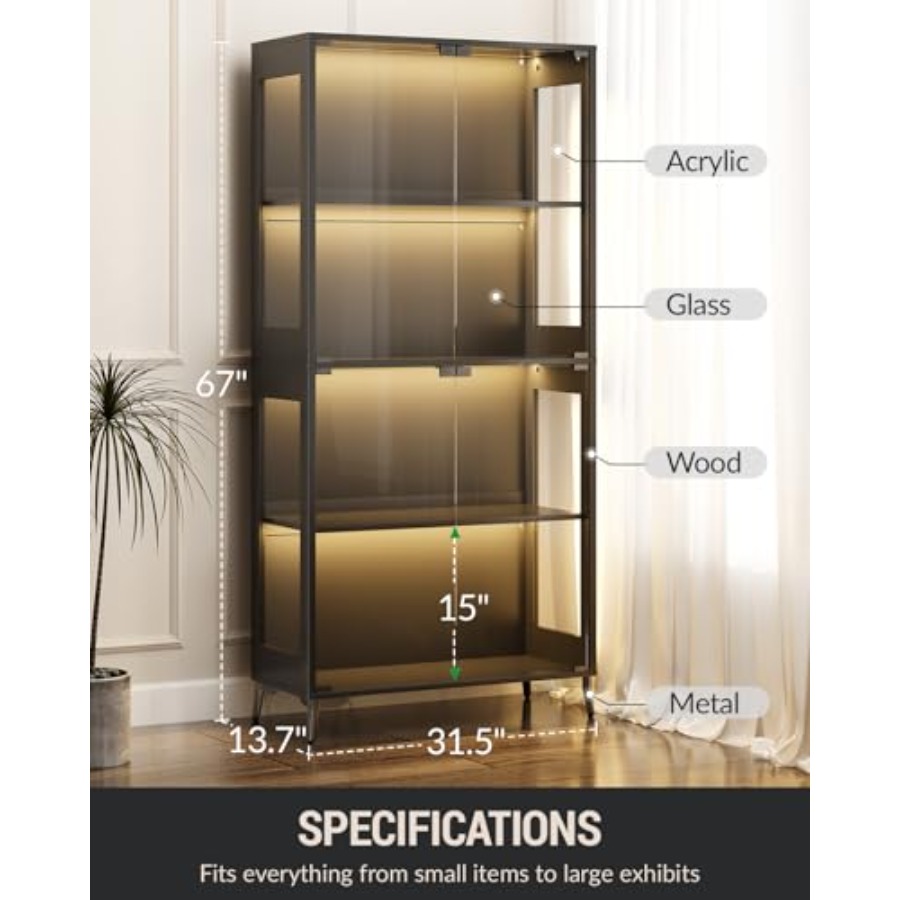 Glass display cabinet with doo - Bookshelf review and price
