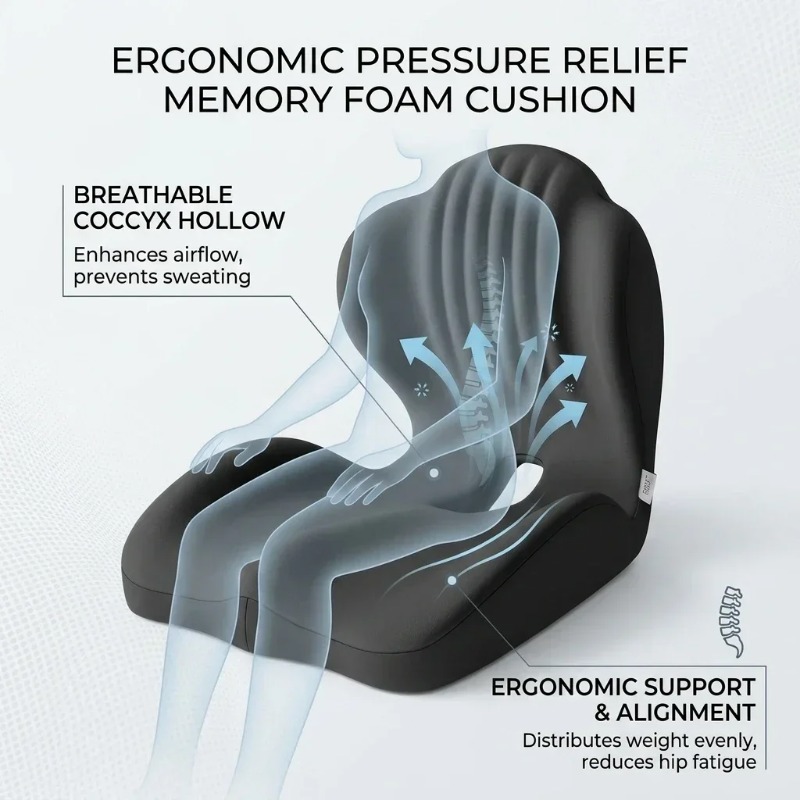 Coccyx Seat Cushion Memory Foa - Office Chair Cushion review and price